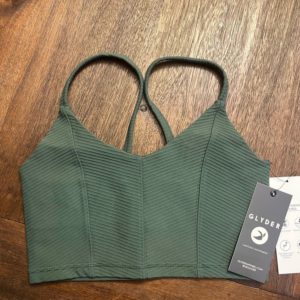 Glyder Olive Workout Sports Bra Sz S